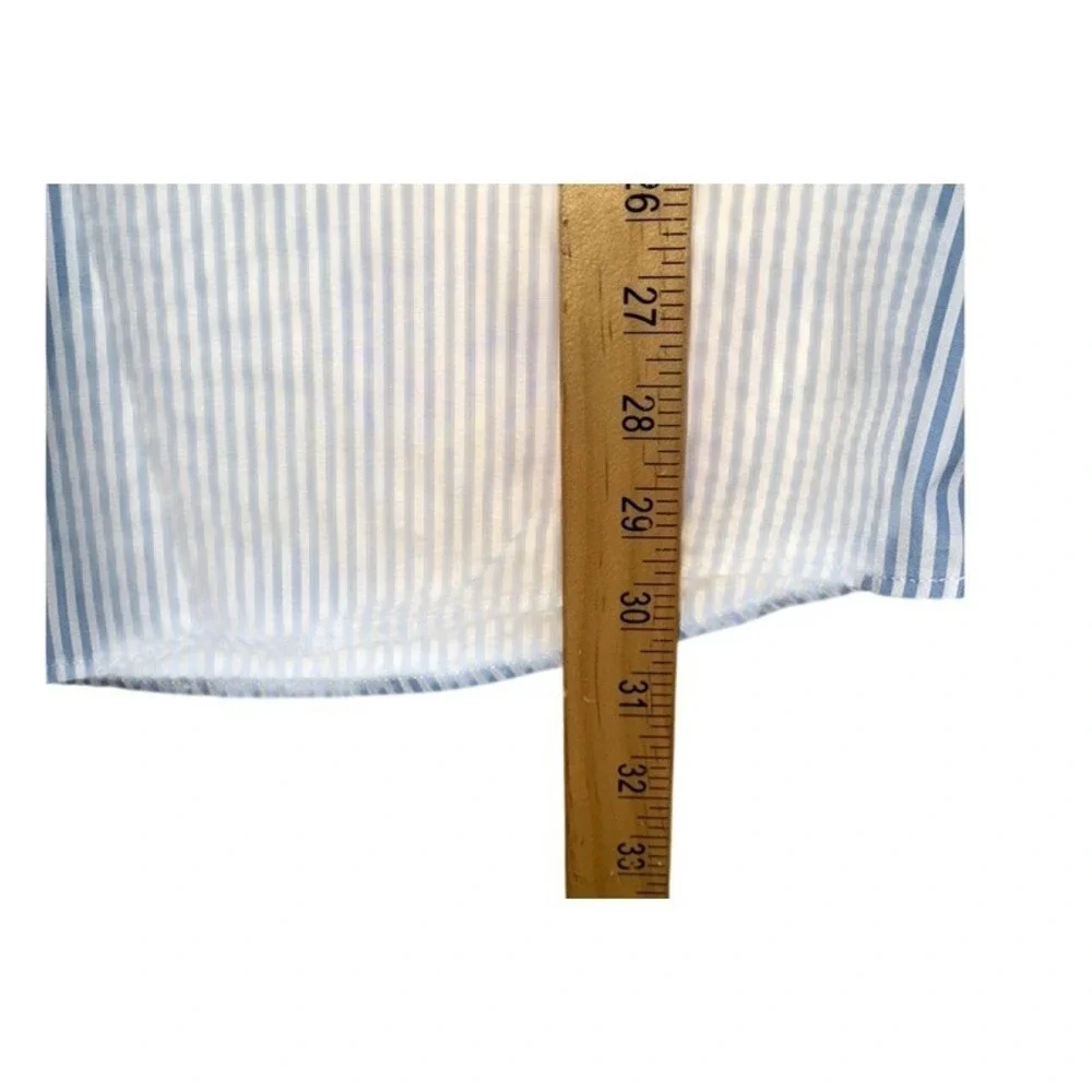 Gucci Shirt Men's 17.5 44 Blue Striped White Collar Poplin Button Up Uniform